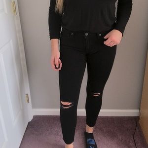 Banana Republic Premium Denim Black Rip Knee Jeans